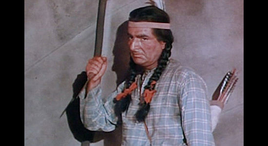 Peter Mamakos as Broken Lance, trying to start trouble on Sitting Bull's behalf in Fort Vengeance (1953)