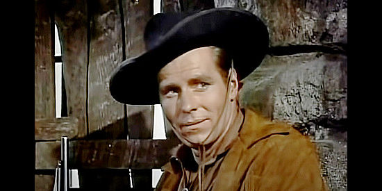 Phil Carey as Wyane Harper, the man trying to keep peace with the Indians in The Nebraskan (1953)