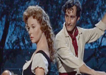 Susan Hayward as Gabrielle Dauphin dancing with a fellow Basque (Pedro Córdoba de Córdoba) in Thunder in the Sun (1959)