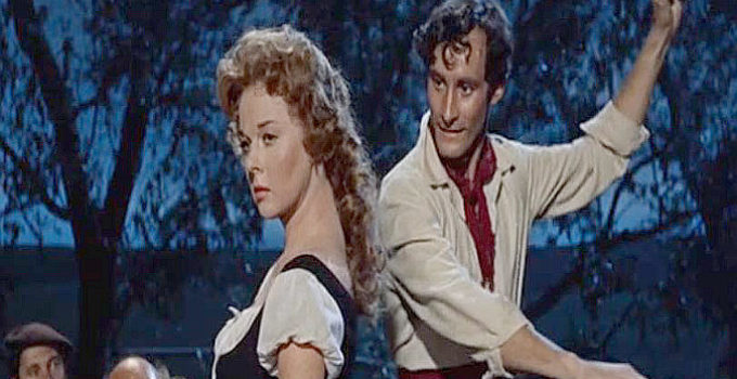 Susan Hayward as Gabrielle Dauphin dancing with a fellow Basque (Pedro Córdoba de Córdoba) in Thunder in the Sun (1959)