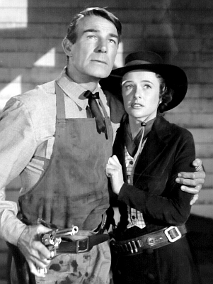 Randolph Scott as Ned Britt and Phyllis Thaxter as Flora Talbot in Forth Worth (1951)