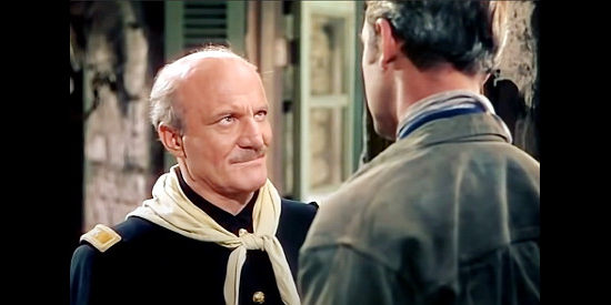 Raymond Bramley as Col. Bernall, the officer who wants Tom Jeffords to scout for the army in Broken Arrow (1950)