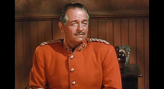 Reginald Denny as Inspector Trevett, trying to keep the peace with the Indians in Canada in Fort Vengeance (1953)