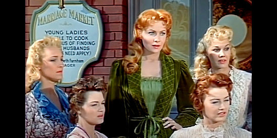 Rhonda Fleming as The Duchess with some of her Marriage Market girls, including Angie Dickinson (second from left) as Abby Dean in Tennessee's Partner (1955)