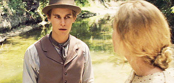 Rhys Wakefield as Marcus McCluskey with Abigail, the girl he loves in Echoes of War (2016)