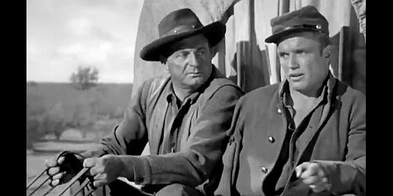 Richard Jaeckel as Lee Parker (right), an embittered former Confederate soldier in Apache Ambush (1955)