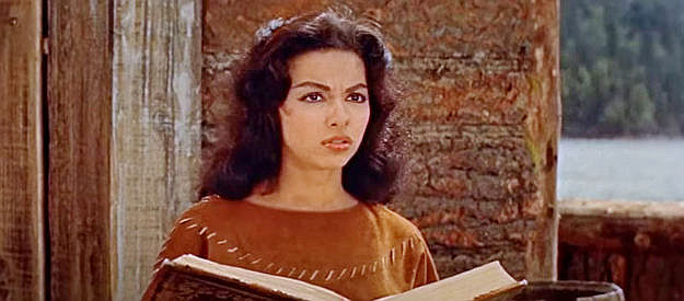 Rita Moreno as Hetty, learning the truth about her background in The Deerslayer (1957)