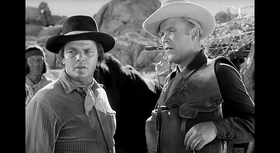 Robert Bice as Tomaso, the man who promises Ford Smith safe passage across the desert in Desert Pursuit (1952)