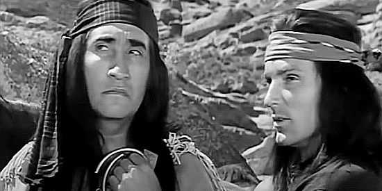 Rodolfo Acosta as Marteen, a renegade Apache, with Katawan (Keith Larsen) in Apache Warrior (1957)
