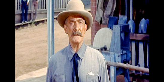 Roy Roberts as Sheriff McVey, not at all sure he can trust Brady Sutton to keep his word in Wyoming Renegades (1955)