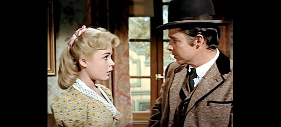 Sandra Dee as Rosalie Stocker and Audie Murphey as Yancy Hawks, decked out for a celebration in The Wild and the Innocent (1959)