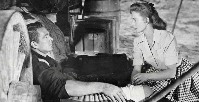 Sterling Hayden and Coleen Gray in Arrow in the Dust (1954)