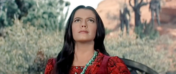 Susan Kohner as Jolie Normand, the half-breed sister of Valinda in The Last Wagon (1956)