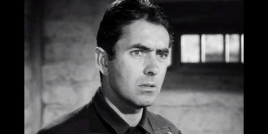 Tyrone Power as Tom Owens, an apprentice on his father's stage line when trouble comes calling in Rawhide (1951)