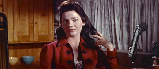 Valerie French as Mae, trying her best to seduce Jubal Troop in Jubal (1956)