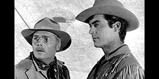 Walter Reed as Keats, the army surveyor,.with Rory Calhoun as Adam Reed in The Yellow Tomahawk (1952)