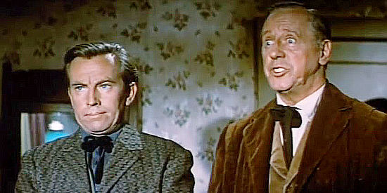 Whit Bissell as Clem Clark and Irving Bacon as Al Ferguson, worried Plainview residents in At Gunpoint (1955)