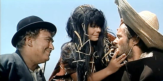 A happy reunion for Doc Martin (Nin Vingelli), Maria (Antonella Murgia) and El Cisco (William Berger) in El Cisco (1966)