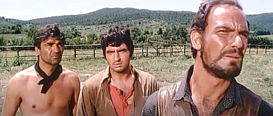Benito Stefanelli (Benny Reeves) as Yuko (left), one of Riggs' lead henchmen in Fort Yuma Gold (1966)