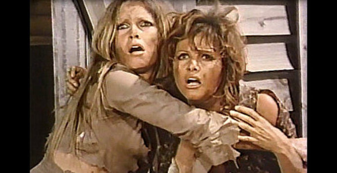 Brigitte Bardot as Frenchie and Claudia Cardinale as Marie in The Legend of Frenchie King (1971)