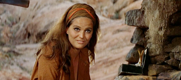 Claudia Cardinale as Maria, explaining how she became Mrs. Grant in The Professionals (1966)