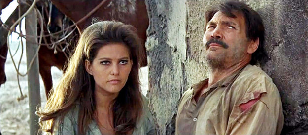 Claudia Cardinale as Maria, reunited at least briefly with Raza (Jack Palance) in The Professionals (1966)