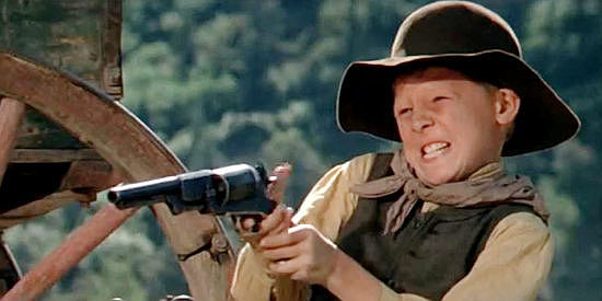 Clay O'Brien as Hardy Fimps, one of Will Anderson's young cowboys in The Cowboys (1972)