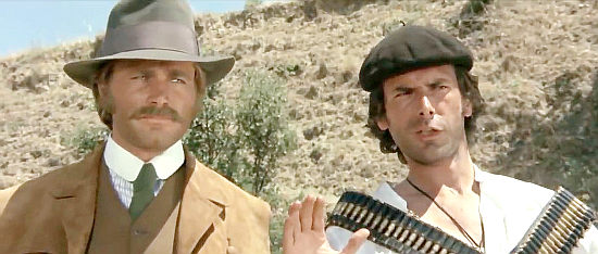 Franco Nero as The Swede and Tomas Milian as El Vasco facing a jam in Companeros (1970)