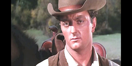 James Mitchum as Wes Evans, trying to bring peace to Red Grass Valley in Massacre at Grand Canyon (1964)