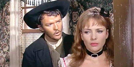 Lou Castel as Requiescant tries to convince Princy (Barbara Frey) to start life anew in Requiescant (1967)