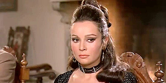Mirella Maravidi as Edith Ferguson, fearful of her husband for good reason in Requiescant (1967)