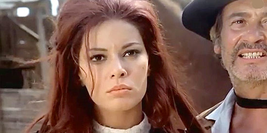 Tania Alvardo as Helen Kendell, heading back to Miller's loving arms in Dig Your Grave, Friend … Sabata is Coming (1971)