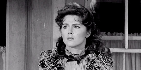 Tina Louise as Selah Jennison, fretting over the drop of a handkerchief that might land an old friend in jail in The Hangman (1959)