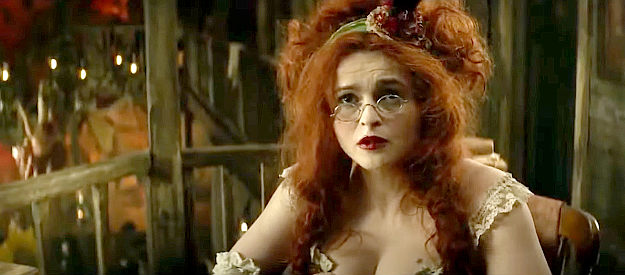 Helena Bonham Carter as Red Harrington, meeting The Lone Ranger and Tonto for the first time in The Lone Ranger (2013)