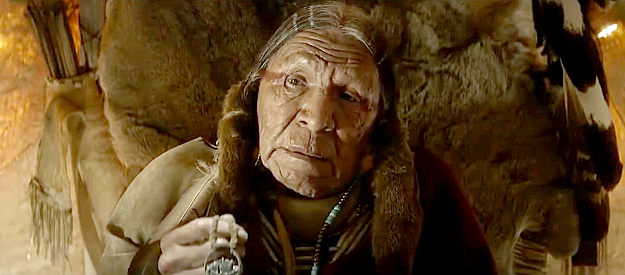 Saginaw Grant as Chief Big Bear, imparting words of wisdom to John Reid in The Lone Ranger (2013)