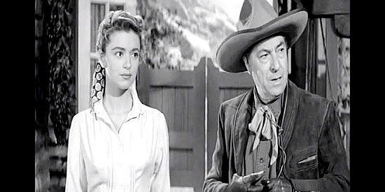 Anna Maria Alberghetti as Anita Valdez and her father Juan (Frank Puglia), stuck in the middle of a range war in Duel at Apache Wells (1957)
