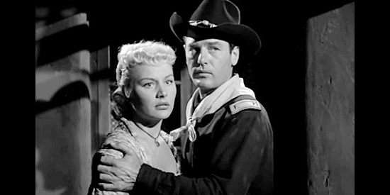 Barbara Payton as Cathy Eversham with Gig Young as Lt. William Holloway in Only the Valiant (1951)