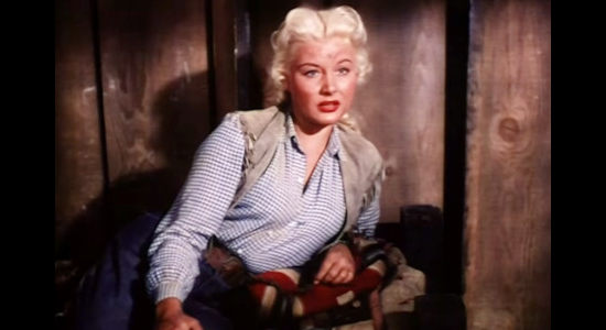Barbara Payton as Kate, the saloon girl who gets mixed up with Jesse's men in The Great Jesse James Raid (1953)