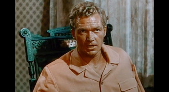 Bill Williams as Mike Evans, turned bitter after losing an arm when a cattle herd is rustled in The Cariboo Trail (1950)