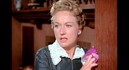 Bonita Graville as Welcome Kilgore, fretting over her daughter's safety after she's kidnapped by Indians in The Lone Ranger (1956)