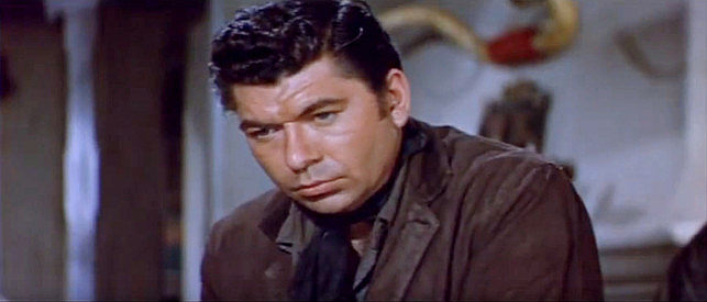 Claude Akins as Ben Hindeman, foreman for Joe Sutton in The Burning Hills (1956)