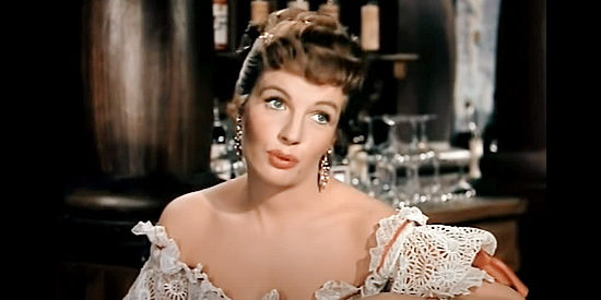 Corinne Calvet as Frenchie Dumont, owner of the Bella Union Saloon in Power River (1953)