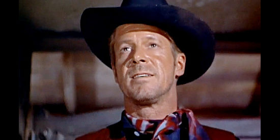 Dan Duryea as Whitey Kincaid, an outlaw with a sense of humor who befriends O'Mara in Ride Clear of Diablo (1954)