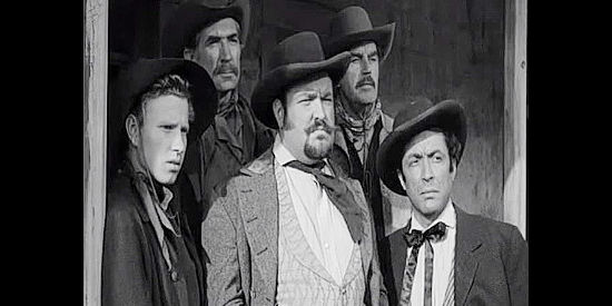 Devereaux Burke's men, (from left) Ralph Reed as Bud Yoakum, Trevor Bardette as Sid Yoakum, William Conrad as Mizette, Harry Woods as George Dellman and Ric Roman as Gurau in Lone Star (1952)