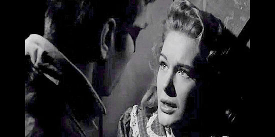 Diana Brewster as Helen Danner, vowing to stay true to her husband in spite of her love for Clay Morgan in Black Patch (1957)