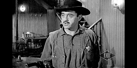 Ed Binns as the sheriff, confronting Buffer over his land-grabbing habits in Curse of the Undead (1959)