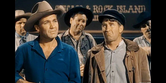 Forrest Tucker as Reed Loomis and Chill Wills as Hogger McCoy, ready to face down troube makers in Rock Island Trail (1950)