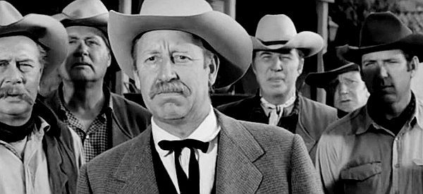 Frank Ferguson as Owen Sutter, wondering if Little Wolf deserves to hang in The Lawless Eighties (1957)