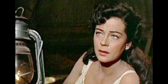 Gail Russell as Annie Greer, growing increasingly worried about Ben Stride's fate in Seven Men from Now (1956)