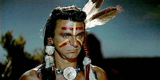 Henry Brandon as Cheif Cicatriz, aka Scar, the Comanche who leads the raid on the Edwards' ranch in The Searchers (1956)